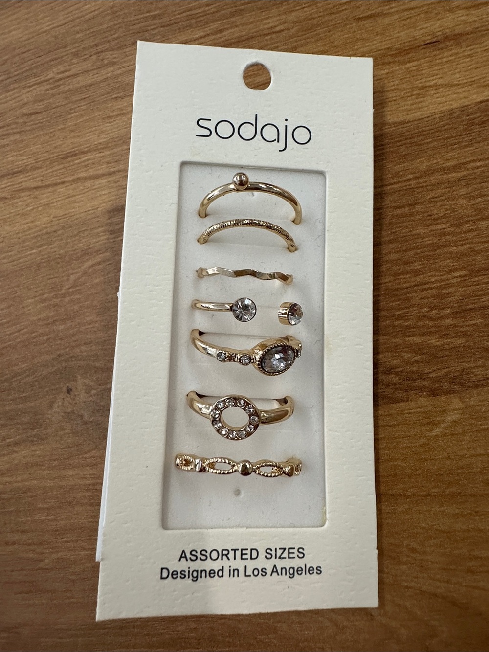 Sodajo Gold Tone Crystal Stackable Ring Set - 7 Pieces